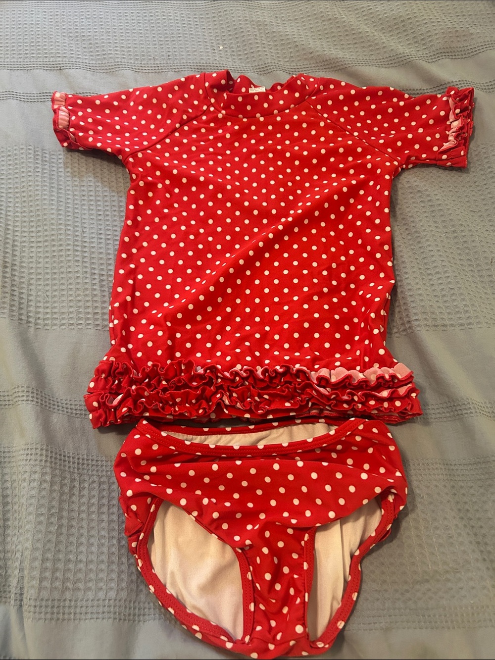 Ruffle Butts Red and White Polka Dot Two-Piece Swim Set